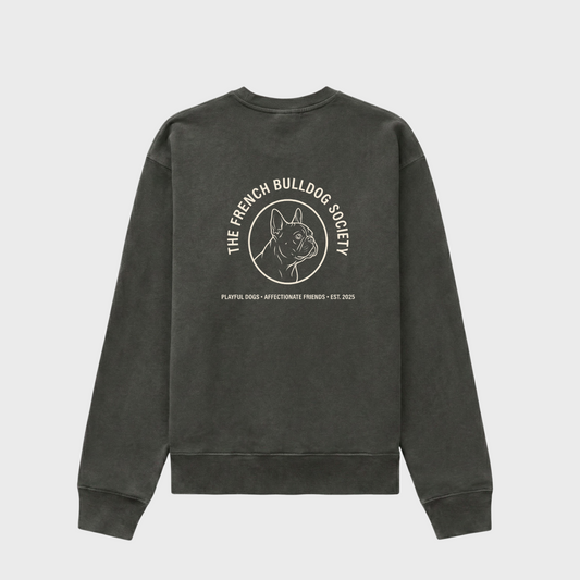 French Bulldog Society Crewneck Pepper/Creme